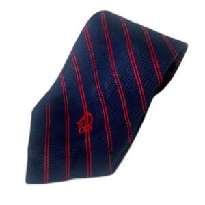 Christian Dior Monsieur Tie Navy Red Stripe Embroidered‎ CD Logo 80s Vintage